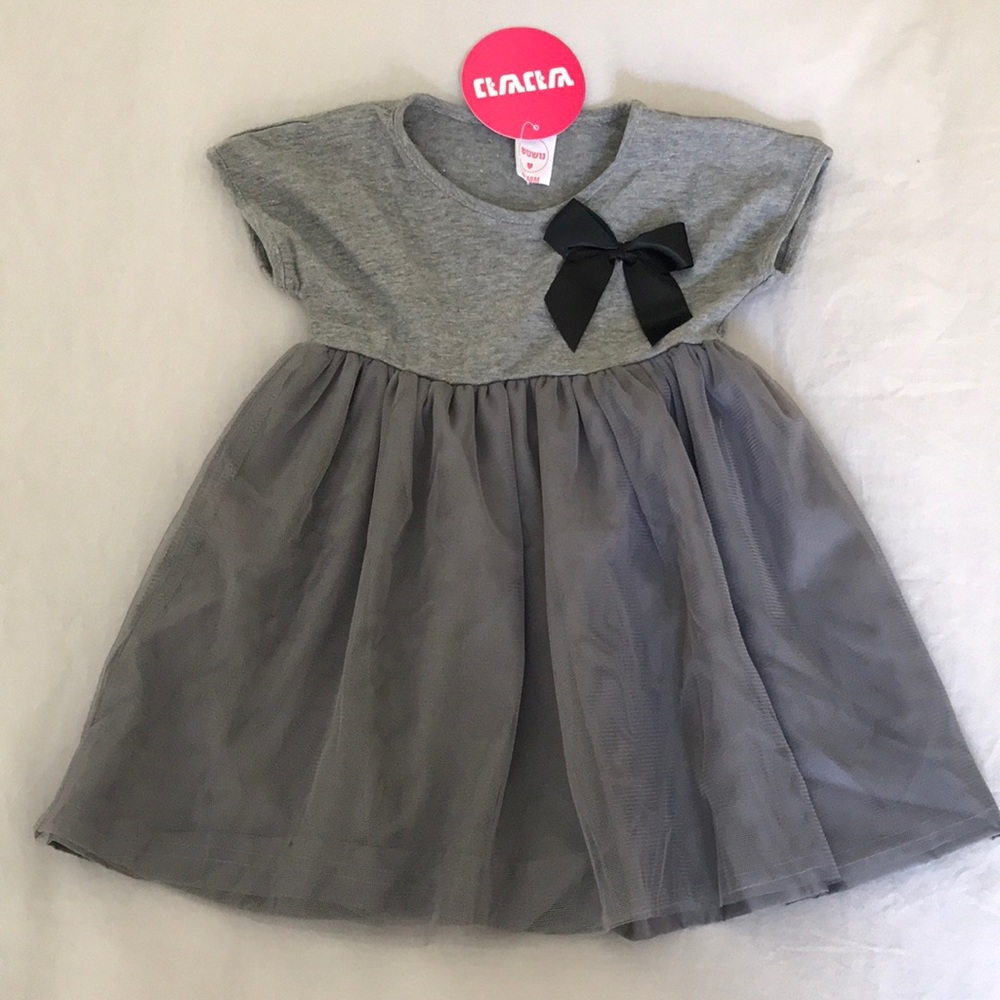 NWT Grey Dress with Bow
